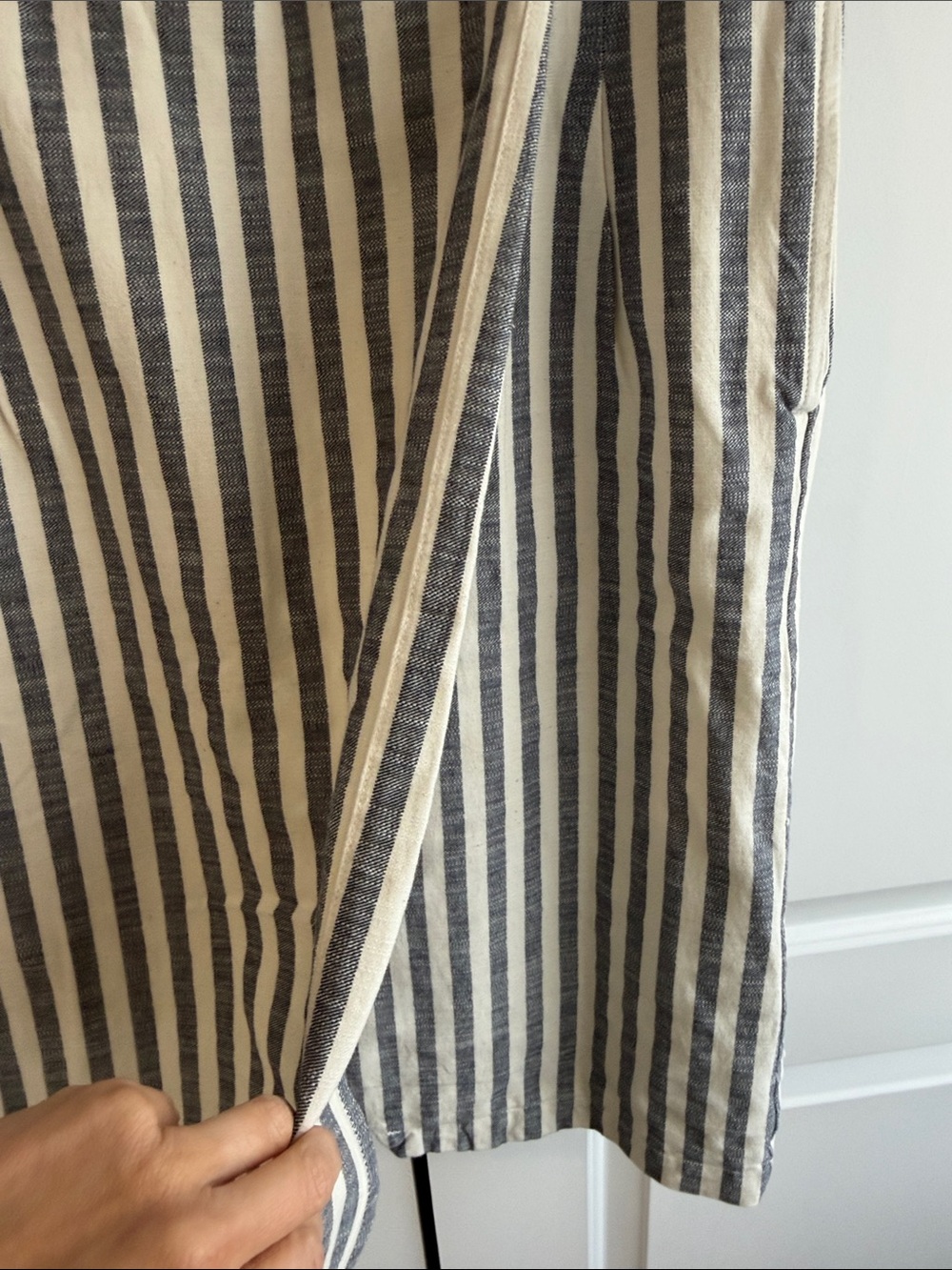 Anthropologie Vertical Stripe Belted Pencil Skirt - Navy & Cream - Picture 5 of 9